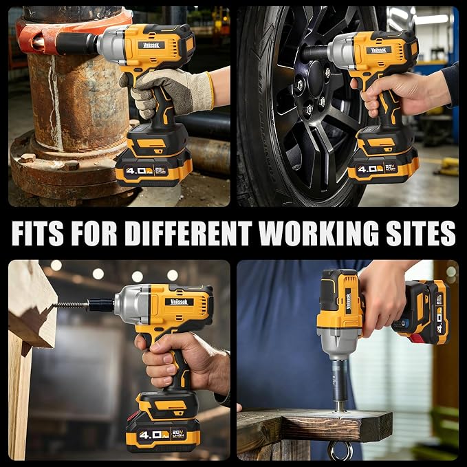 Cordless Impact Wrench, 900Ft-lbs (1200N.m) 1/2" Brushless Impact Gun with 2x 4.0Ah Battery, Fast Charger & 3 Sockets, High Torque Power Impact Driver Ideal for Car, DIY, and Truck RV/Mower (1200N.m)