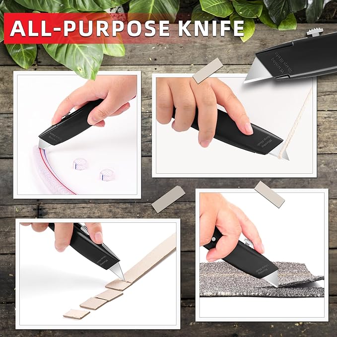 DIYSELF Utility Knife, 20 Pack Heavy Duty Box Cutter Retractable, Box Cutter Knife, Box Opener, Cardboard Cutter, Utility Knives for Garage, Home and Office, PVC Pipe Cutter(Black)