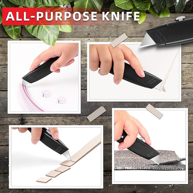 DIYSELF Utility Knife, 20 Pack Heavy Duty Box Cutter Retractable, Box Cutter Knife, Box Opener, Cardboard Cutter, Utility Knives for Garage, Home and Office, PVC Pipe Cutter(Black)