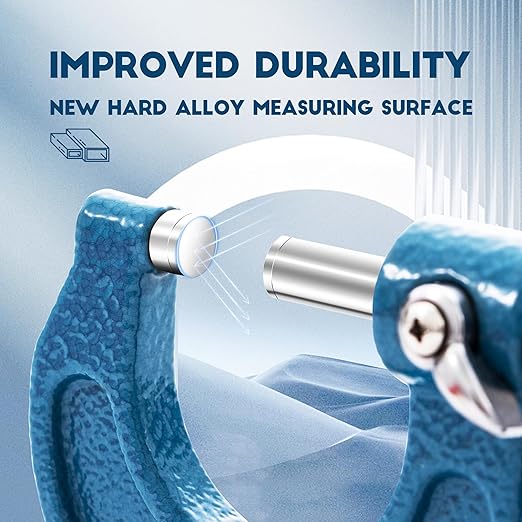 Dasqua Outside Micrometer, 3-4 inch Range, 0.0002" Accuracy Industrial Tools, Ratchet Stop, Carbide-Tipped, Stainless Steel Precision Machinist Tools