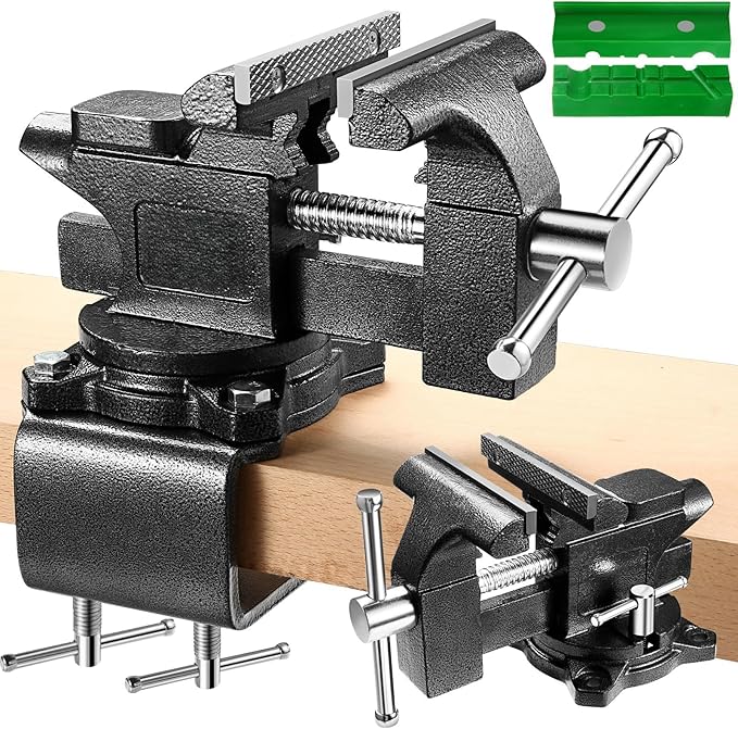 Bench Vise, 6" Table Vise For Workbench,2-in-1 Multi-Purpose Heavy Duty Bench Vice With Multifunctional Soft Jaws, 270° Swivel Base Home Vise for Woodworking,Home Workshop,Welding and DIY