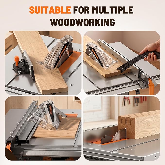 DOVAMAN 10-Inch 15A Table Saw, Tablesaw/W Stand, Max Cutting Height: 2.48" (45°) / 3.35" (90°), 5300 RPM Copper Motor, Extension on One Side, Multifunctional Table Saw for Various Wood Working