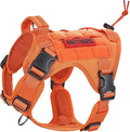 OneTigris Tactical Dog Harness Vest No-Pull Service Dog Vest for Small Dogs | 1000D Pullable Nylon, with Control Handle and Hook & Loop Panels, Easy On & Off, Adjustable for Walking Training Orange S