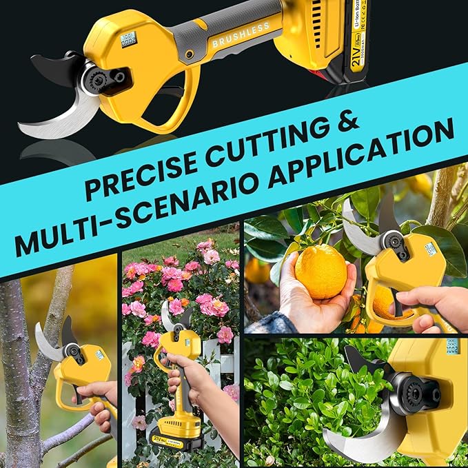 Electric Pruning Shears Cordless Pruner Shears Brushless 2.6 Inch Opening Size with 2 * 2Ah Battery Pruning Shears Garden Tool for Tree Trimming, Branch Cutter