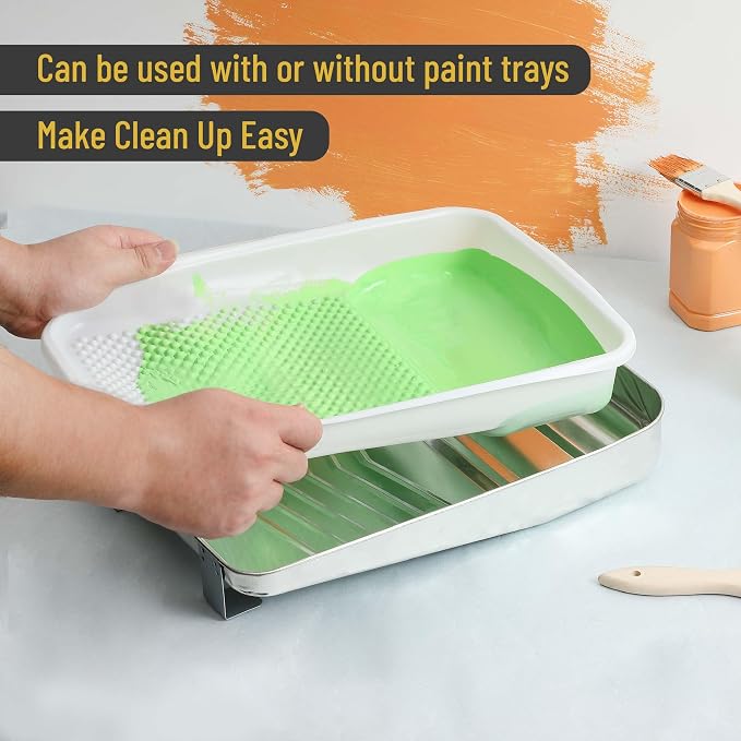 Bates 9 Inch Paint Tray Liners - 21 pcs, One Metal Tray with 20 Plastic Liners