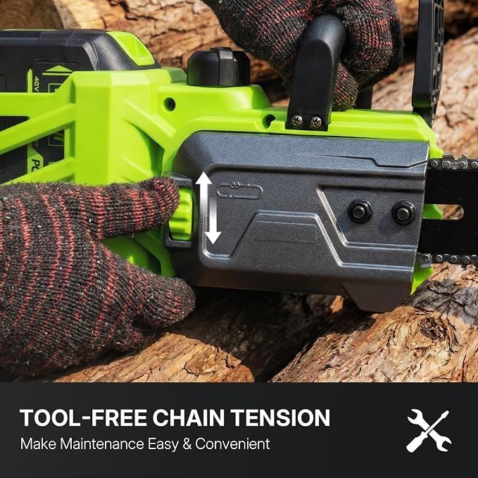 WORKIT 16 Inch Electric Chainsaw, 40V Brushless Chain Saw Cordless with 2×4.0Ah Batteries, Tool-Free Chain Tension, Auto Oiling, Battery Chainsaw for Tree Trimming, Wood Cutting, Yard Work