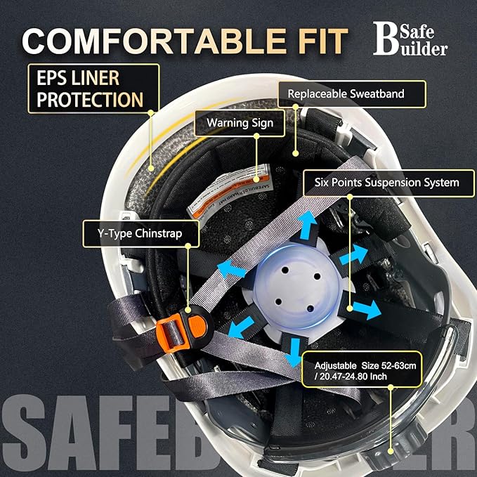 Construction Safety Helmet ABS Hard Hat Adjustable Ventilation System Hardhats Industrial Work Head Protection for Men Certified ANSI/ISEA Z89.1