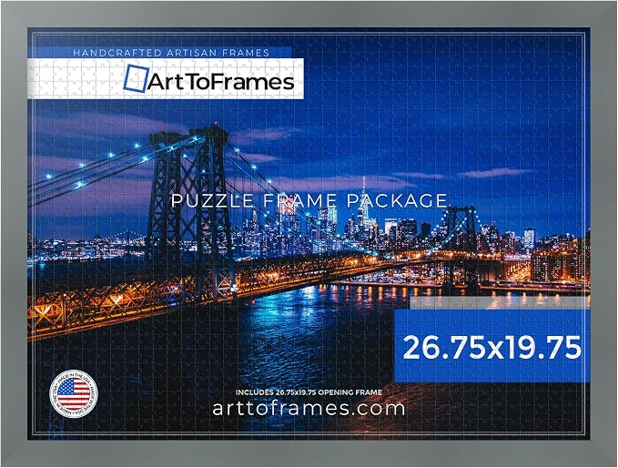 ArtToFrames Puzzle Frame for Buffalo Games 1000 Piece Jigsaw Puzzles, 26.75x19.75 Inch (68x50 cm), Granite Engineered Wood with Economy Acrylic, Ready to Hang Puzzle Display