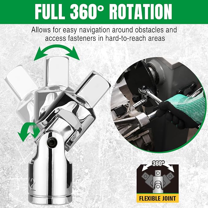 SK 20-Piece Socket Extension Set, 1/4", 3/8" & 1/2" Drive Ratchet Extension | Extension Bar, Swivel Universal Joints and Socket Adapters, Premium CR-V Steel, SuperKrome Finish