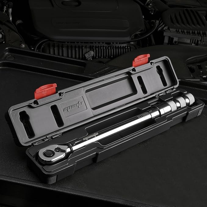 EPAuto 1/2-Inch Spring-Loaded Ring Locking Torque Wrench, High-Contrast Scale, and Click Alert, with Dual Direction Adjustment, 10~150 ft-lb, Cr-V
