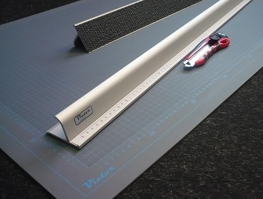 Victor 12-Inch Professional Aluminum Safety Ruler with Finger Guard Edge and Non-Slip Base – Precision Cutting Tool for Craft Projects – Durable Safety Ruler