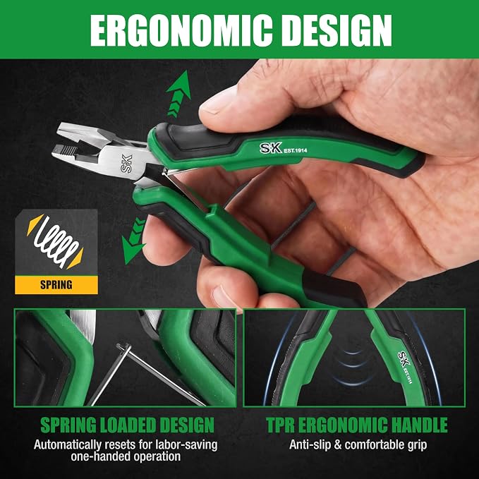 SK 5-Piece Mini Pliers Set, Box Joint Small Pliers with Zipper Pouch