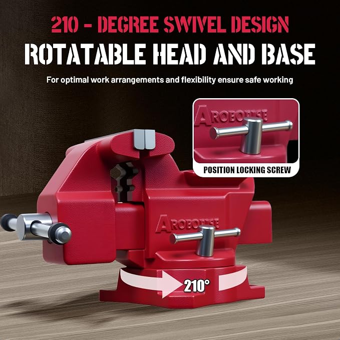 5.5"Bench Vise, 5"Jaw Opening 210° Swivel Base 3.2" Throat Depth