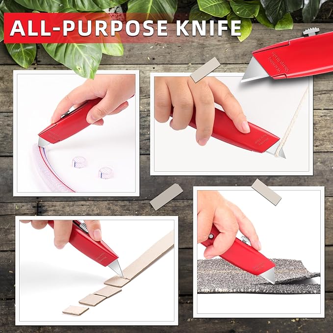 DIYSELF 30 Pack Box Cutter Heavy Duty Aluminium Shell Utility Knife | SK5 Steel Sharp Blade | Retractable Knife for Cutting Cartons Ropes and Cardboard | Home and Office Use, PVC Pipe Cutter(Red)