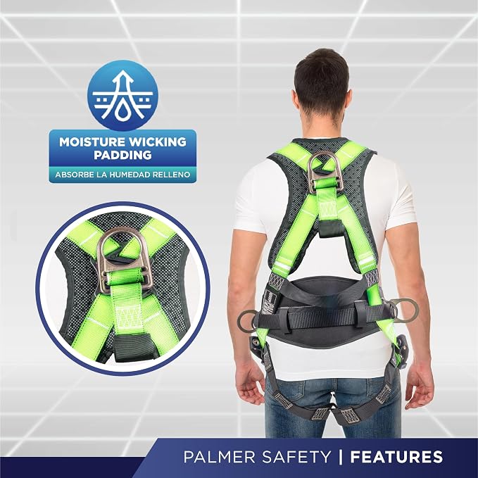 Hammerhead 5pt Safety Harness Back Padded, QCB Chest, Tongue Buckel Legs Straps, Back & Side D-Rings