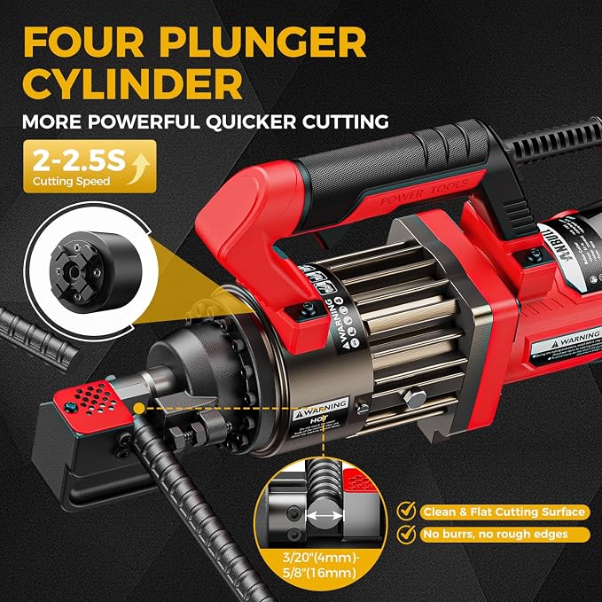 Anbull 1000W Electric Hydraulic Rebar Cutter, Cutting up to 5/8 Inch 4-16mm #5 Rebar, with Replaceable Jaw Blades, Cutting Speed 2-2.5S (EC-16)