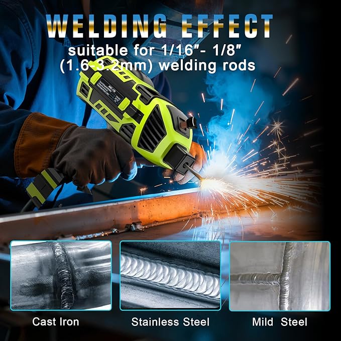TRQWH Portable Welding Machine 110V ARC Handheld Welder IGBT Inverter Welding Gun Stick Welder 5 Variable Current Adjustment Hand Held Welder Machine, Fit for 1/16"-1/8" Welding Rods (Green)