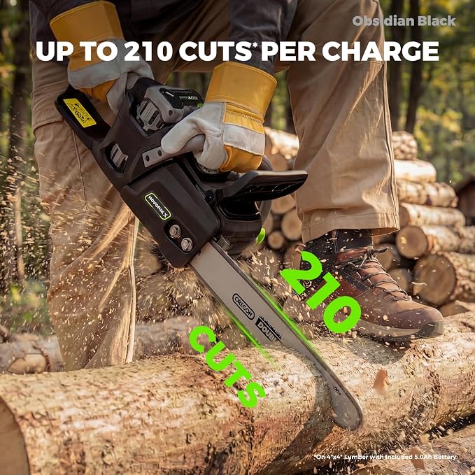 NovorikX 60V Brushless Cordless Chainsaw, 18"&16" Electric Chain Saw with 5.0Ah Battery & Charger, Automatic Oiler, Tool-Free Tension for Tree Trimming & Wood Cutting (60V Chainsaw Black)