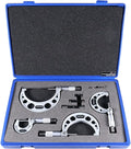 Accusize Industrial Tools 0-4 inch x .0001'' Ultra-Precision M-Type Outside Micrometers Carbide Tipped 4 Pc Set, EG00-0904