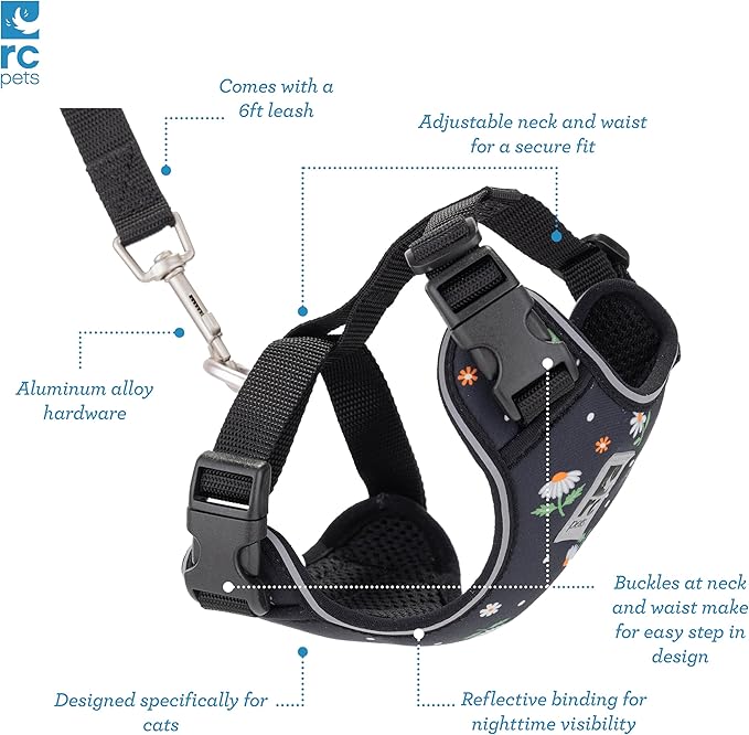 RC Pets Adventure Kitty Cat Harness | Adjustable Airmesh Vest with D-Ring and 6ft Leash for Walking and Travel |Splatter, Large