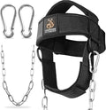 DMoose Fitness Neck Harness for Weight Lifting - Soft Padded Head & Chin Strap with 30" Heavy Duty Steel Chain - Neck Exerciser, Trainer & Strengthener to Support Injury Recovery and Intense Workouts