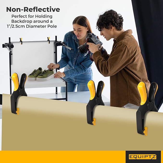 EQUIPTZ Spring Clamps 3 inch - 20 Pack Clamps for Backdrop Stand, Tarps, Crafts & Pool Cover with 1.5 Inch Mouth Opening - Small Clamps for Photography Studio with Non-Detachable Jaw Pads
