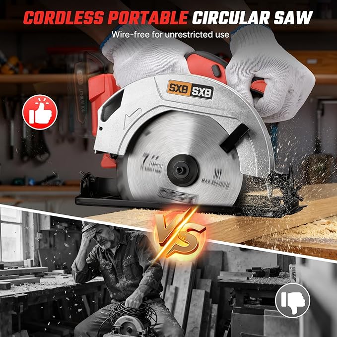 Circular Saw for Mil-waukee M-18 Battery, 7-Inch Brushless Cordless Circular Saw, 8000 RPM, 0-45° Bevel, Power Tool for Wood PVC Cutting (Battery Not Included)