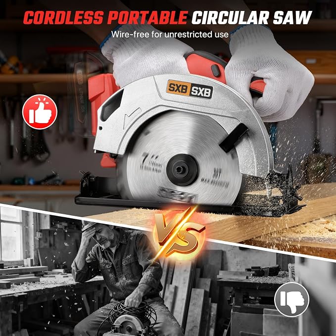 Circular Saw for Mil-waukee M-18 Battery, 7-Inch Brushless Cordless Circular Saw, 8000 RPM, 0-45° Bevel, Power Tool for Wood PVC Cutting (Battery Not Included)