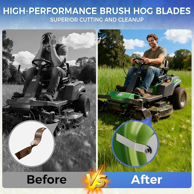 WooFog 7 mm Brush Hog Blades, Bush Hog Blade, Bush Hog Replacement Blades, Skid Steer Brush Cutter Blade, Heavy Duty Ar400 Steel Compatible with Mower King Skidsteer (2-3/8" x 14" x 3/8")