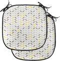 Lunarable Geometric Chair Cushion Pads Set of 2, Fish with Abstract Pattern Techno Urban Illusion Creative Design Print, Anti-Slip Seat Padding for Kitchen & Patio, 16"x16", Yellow and Taupe