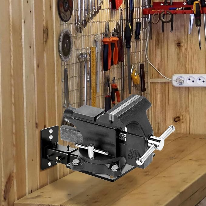 Wall Mount Vise and Grinder, Heavy Duty Carbon Steel Bench Mount for Vise