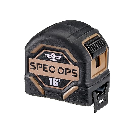 Spec Ops Tools Tape Measure for Framing & Construction, 1 1/8" Double-Sided Blade, Retractable, Military-Grade Composite Case, 16 Foot + 25 Foot