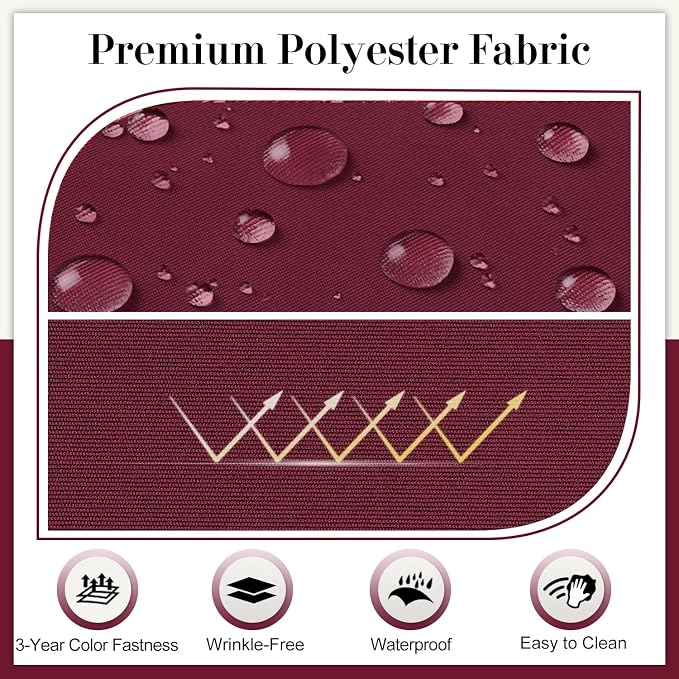 Cozyide Outdoor Chair Cushions, Waterproof Patio Seat Cushions with Adjustable Straps, Round Corner Patio Chair Cushions for Garden, Burgundy, 17x16x2 Inch (Pack of 4)