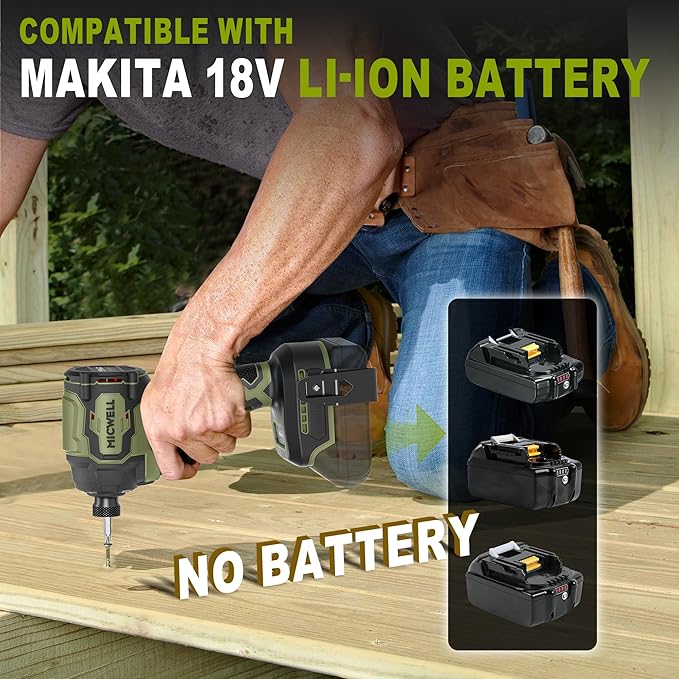 Cordless Impact Driver (Tool Only) Compatible with Makita 18V Battery, Up to 2300 In-lbs Brushless1/4" Impact Driver, 4-Speed Lightweight Power Impact Drivers with Tool Bag, LED Light