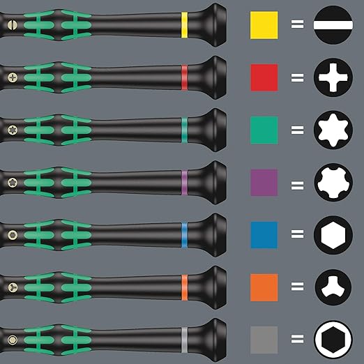 Wera 2035/6 A Kraftform Micro Slotted/Phillips Electronics Screwdriver Set and Rack, 6-Pieces