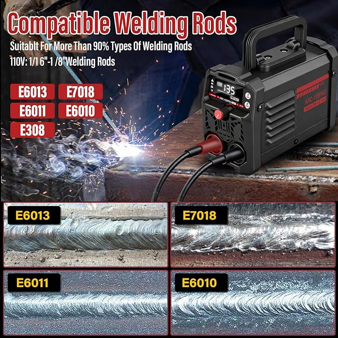 Stick Welder,Upgraded MMA-135PRO Welding Machine 110V,ARC/Lift TIG 2 In 1 Mini Welder Machine,Home DIY Arc Welder,Portable Welder with Hot Start,Arc force and Anti-Stick (Black)
