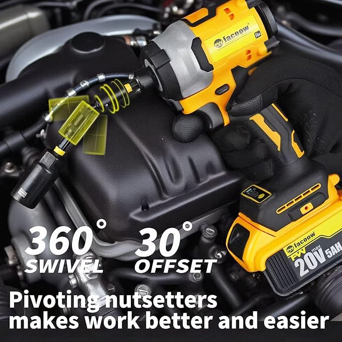 Facoow 55PCS Impact Nut Driver Set Magnetic, SAE&Metric Nut Drivers, Deep Impact Nut Drivers, Impact Socket Adapters, Wing Nut Driver, Power Bit,Quick Release Extension, Pivoting Nutsetter,Storage Box