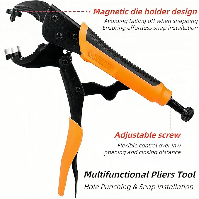 Metal Snap Pliers Set, Hand Snap Fastener Pliers Tool Set with 3 Dies & 60 Sets Stainless Steel Snaps, Heavy Duty Snap Button Setter Tool with Storage Bag for Boat Cover Canvas Leather