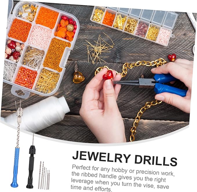 Angoily 5sets Hand Drill Bits for Jewelry Making Steel Pin Vise Resin Drilling Tools Compact and Convenient for Crafts and Projects