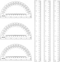 Zonon 6 Packs 12 Inch Plastic Ruler and 6 Inch Plastic Protractor Set Clear Math Geometry Protractors Set Transparent Supplies Rulers for Operation Christmas Box Gift Home Office Drawing