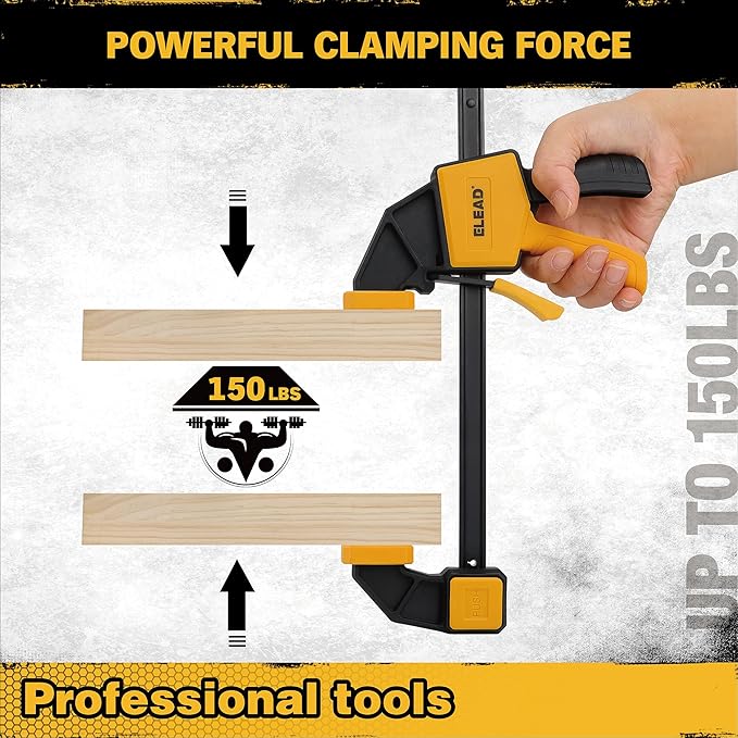 8-Piece Clamps for Woodworking - 4 Pcs 6 inch Bar Clamps, 4 Pcs Heavy Duty Metal Spring Clamps, Bar Clamps with 150 LBS Load Limit, Quick Release Triggers