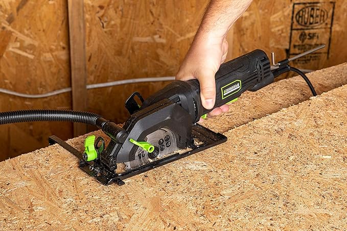 Genesis Mini Circular Saw 4.0 Amp 4-1/2" with 24T Carbide-Tipped Blade, Rip Guide, Vacuum Adapter, and Blade Wrench (GCS445SE)
