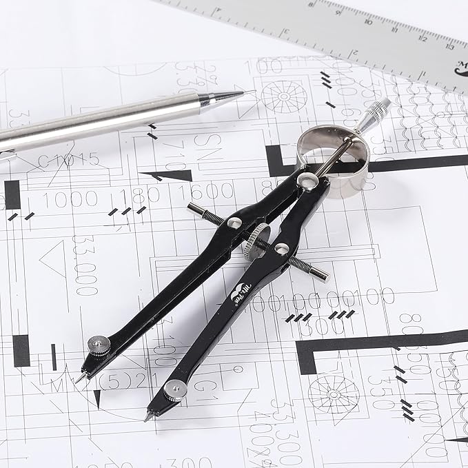 Mr. Pen- Professional Compass for Geometry, Extra Lead, Metal Compass Drawing Tool for Students, Drafting and Engineering, Technical Drawings, Circles and Geometry Projects