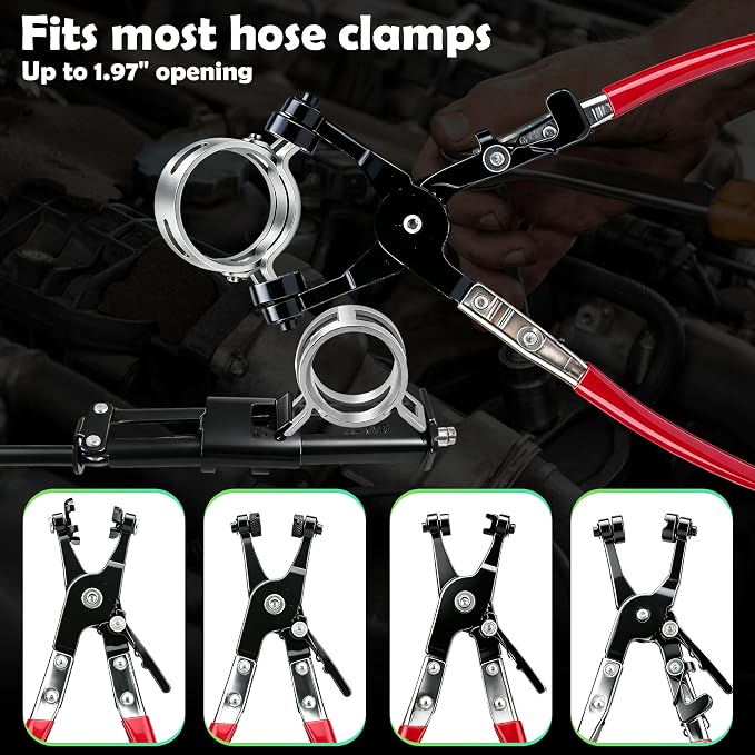17 PCS Hose Clamp Pliers Set with Flexible Long Reach Cable, Professional Radiator & Fuel Line Removal Kit. (17 PCS)