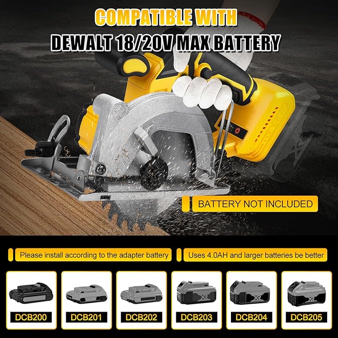 5.5 Inch Circular Saw Compatible with Dewalt 20V Max Battery(No Battery), Brushless Round Saw Kit, 0-45° Cutting Bevel, 6200 RPM, Idea for Wood Plastic Soft Metal