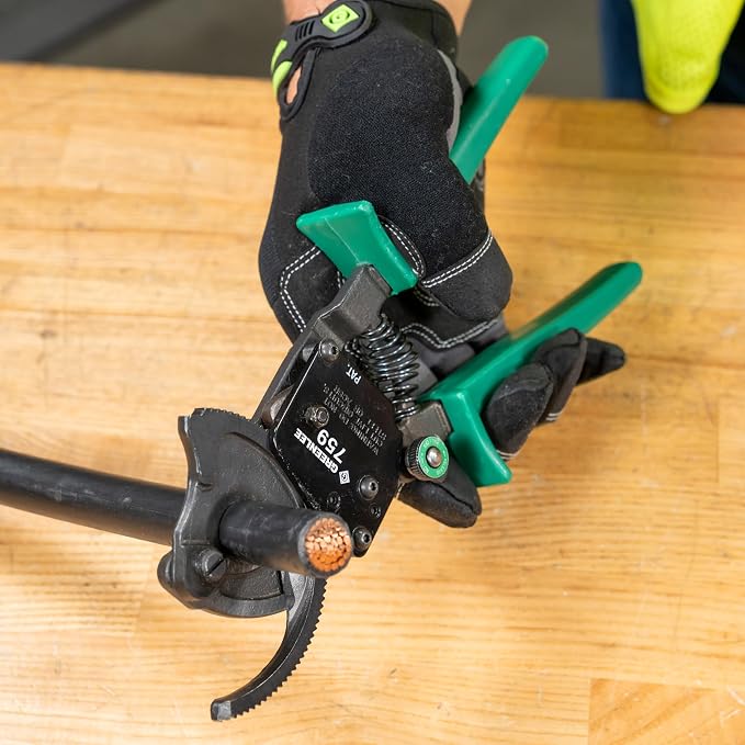 Greenlee 759 10-1/2" Compact Ratchet Cable Cutter for Copper, Aluminum, and Communications Cable