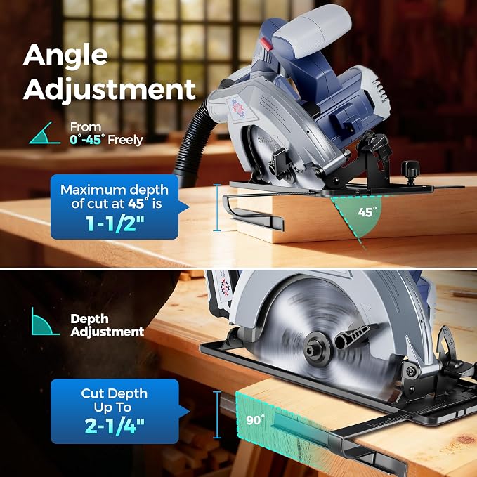 20V MAX Circular Saw, Cordless Sidewinder Style Portable Sierra Cicular, Battery Powered Circle Saws Cordless, 6-1/2-Inch Blade, 5600 RPM,