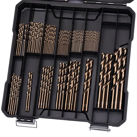 Cobalt Drill Bit Set for Hardened Metal and Stainless Steel, 111Pcs M35 High Speed Steel Twist Jobber Metal Drill Bits 1/16"-3/8", with Plastic Index Storage Case