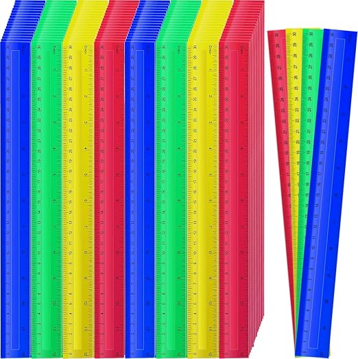 300 Pcs 12 Inch Rulers Bulk Plastic Kid Ruler for Back to School Supplies, Flexible Assorted Color Ruler with Centimeters and Inches for Students Operation Christmas Charity Donation Supplies (300)