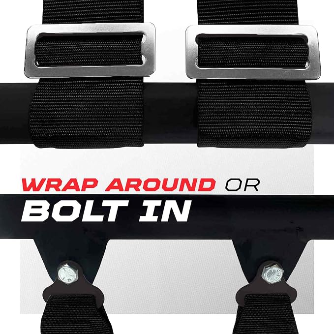 1pc 50 Cal Black 4 Point Harness 2 inch straps, Racing Harness Seat Belt | Ultra Kush padding, Push Button quick release hardware. Universal Fit for UTV, RZR, race car